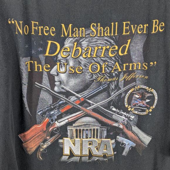NRA 2XL Vintage Graphic T-Shirt 2nd Amendment Quote Guns Alstyle Black USA Tee - Picture 2 of 5